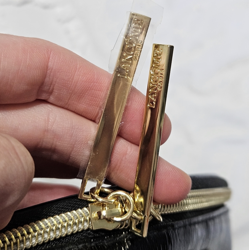 Lancome Paris Large Black Cosmetic Makeup Travel Bag With Gold + Pink Details - Picture 8 of 10